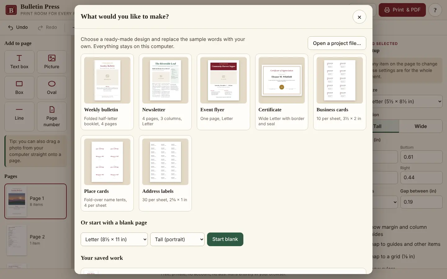 Seven templates to start from