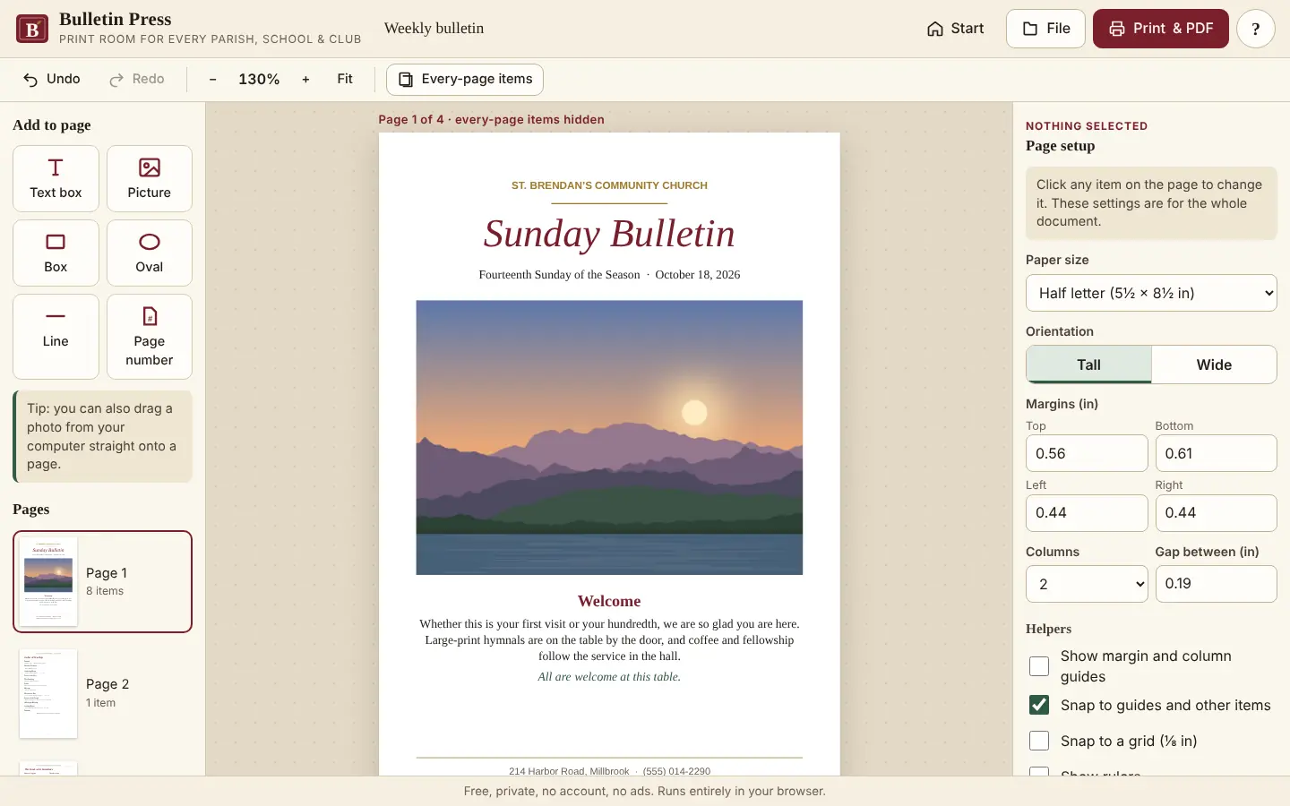 Bulletin Press app screen