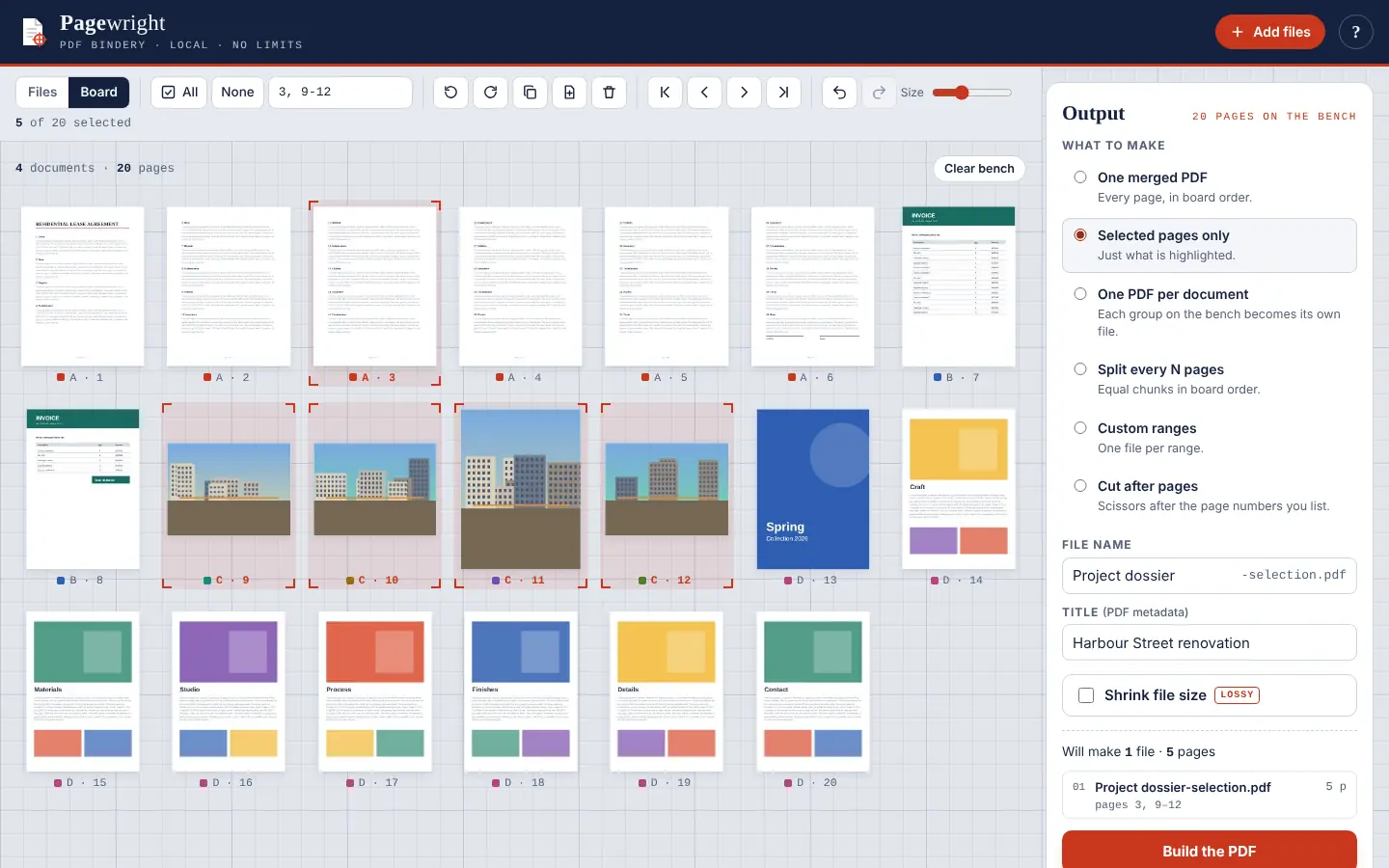 Board view · every page of every file