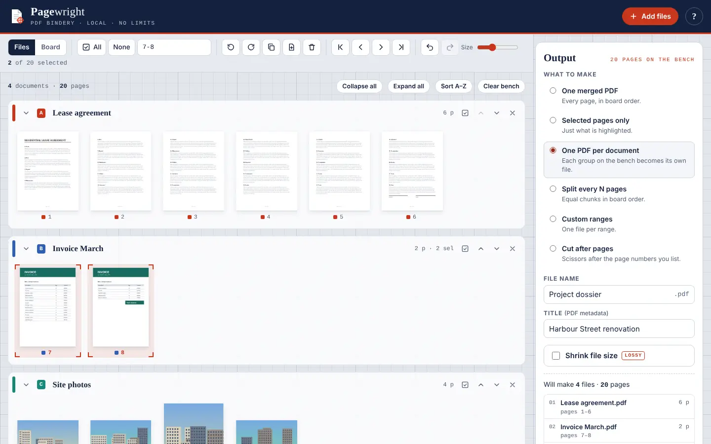 Pagewright app screen